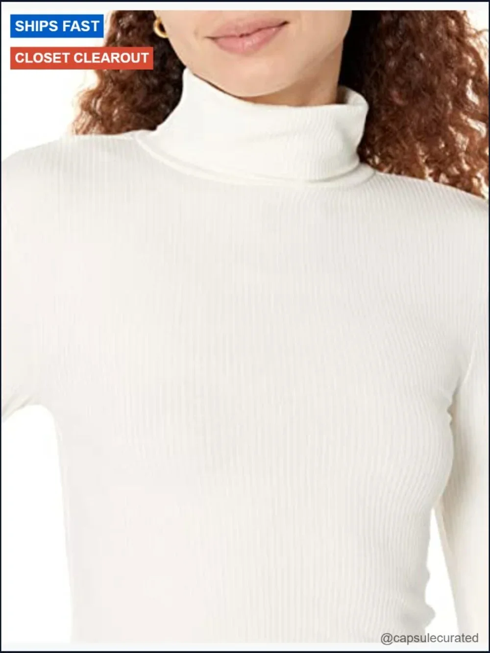 Slim-Fit Stretchy Layering Long Sleeve Knit Rib Turtleneck Top Pack of 2